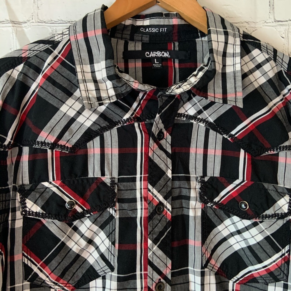 Men’s Carbon Plaid long sleeve shirt Size Large